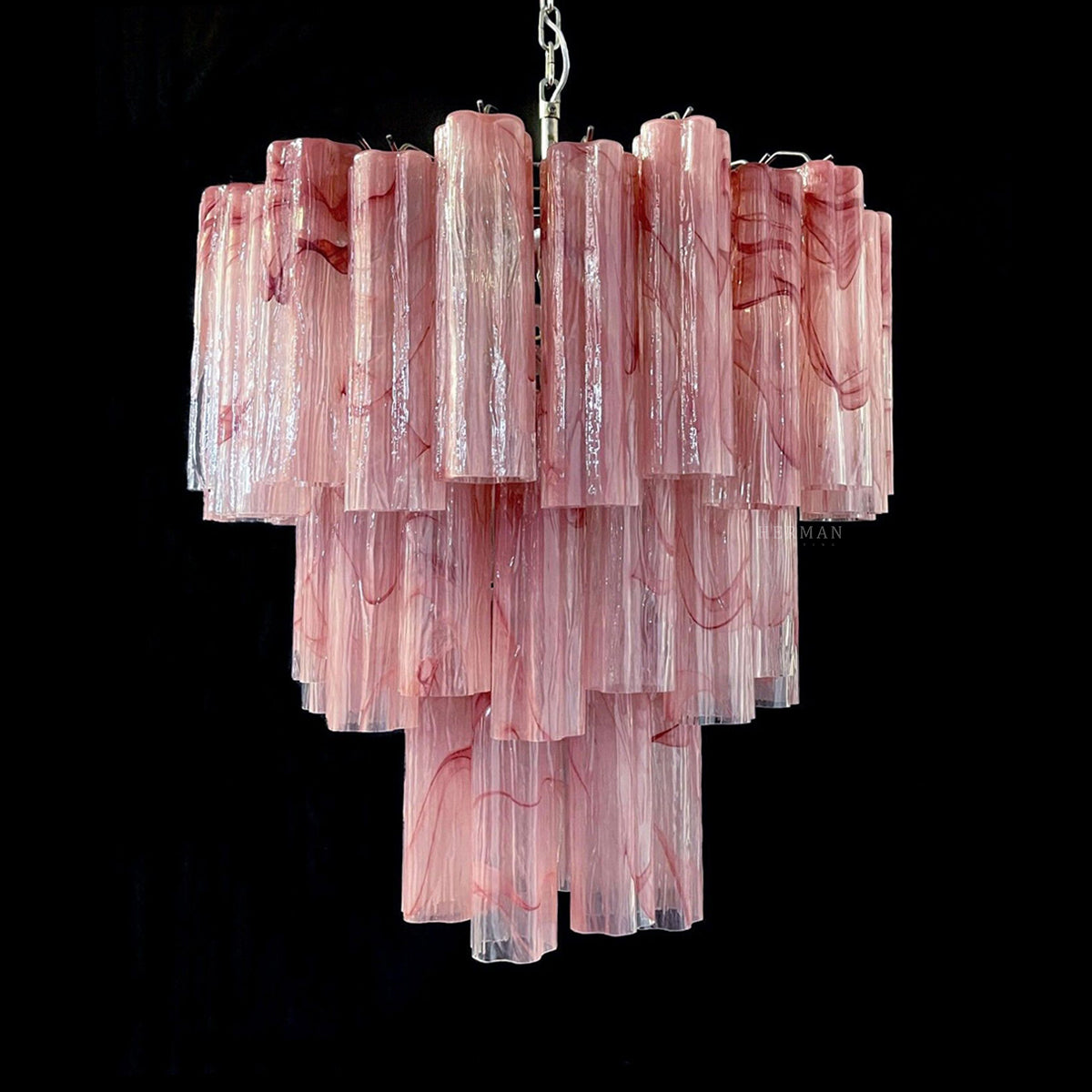Murano Chandelier – 48 tubes – Alabaster Pink