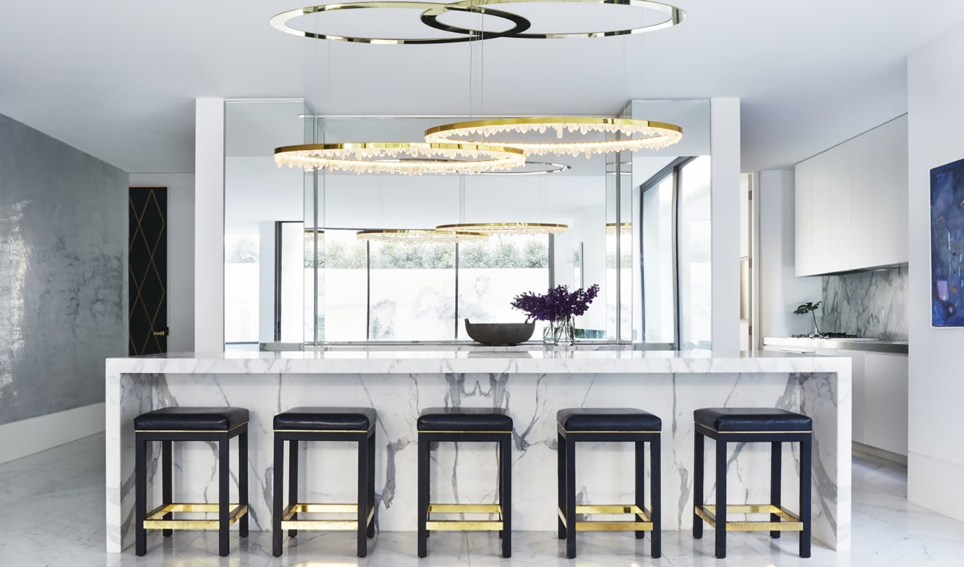 36 Inch Round Modern Chandelier Brass & Clear Geode Quartz Crystal Hanging Light
