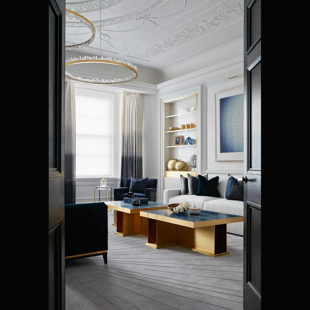 36 Inch Round Modern Chandelier Brass & Clear Geode Quartz Crystal Hanging Light