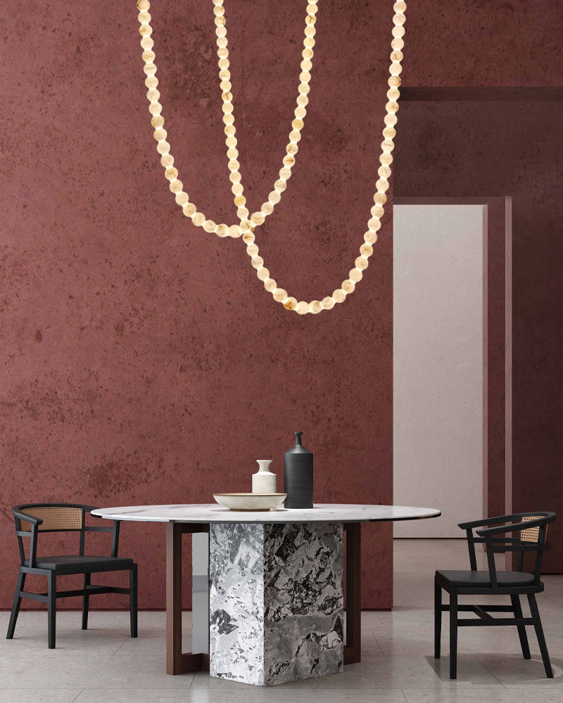 Modern LED Natural Alabaster Globes Beads Hanging Chandelier Indoor Lighting Fixture