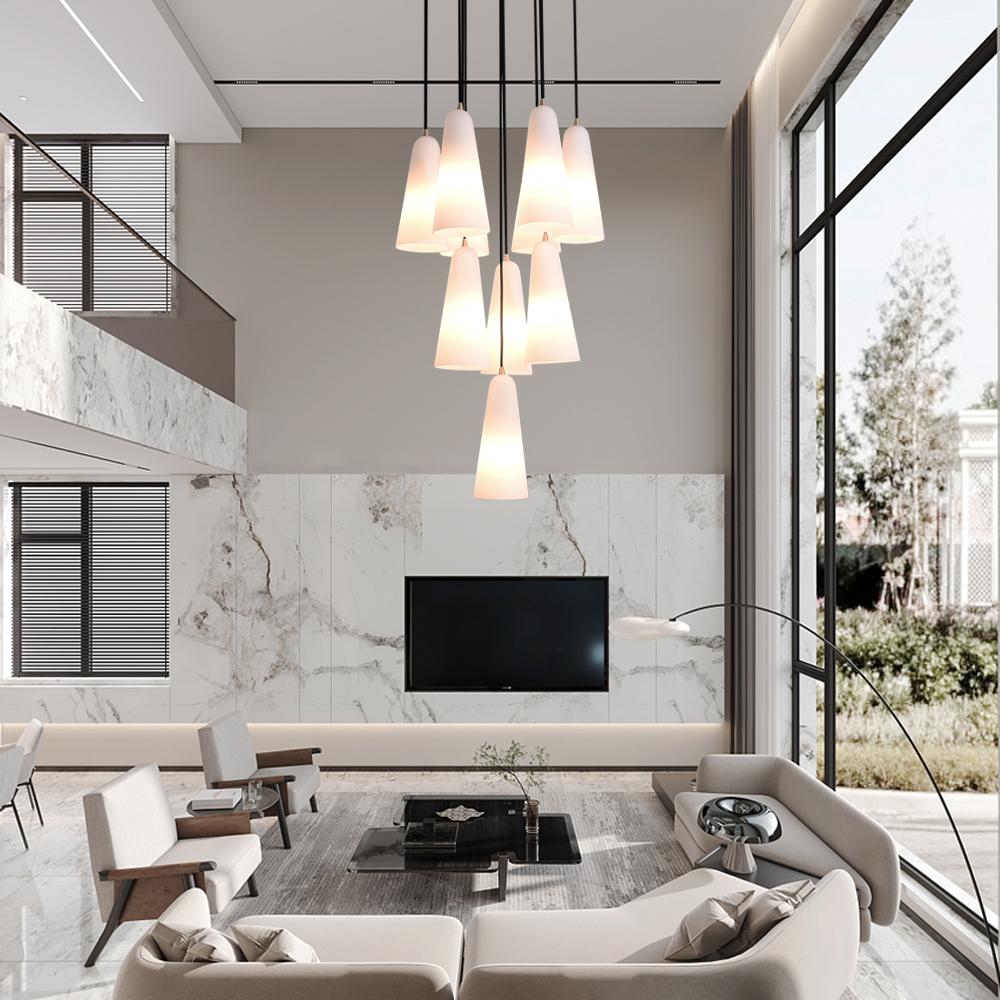 White Ceramics Round Chandelier 18"，10-lights