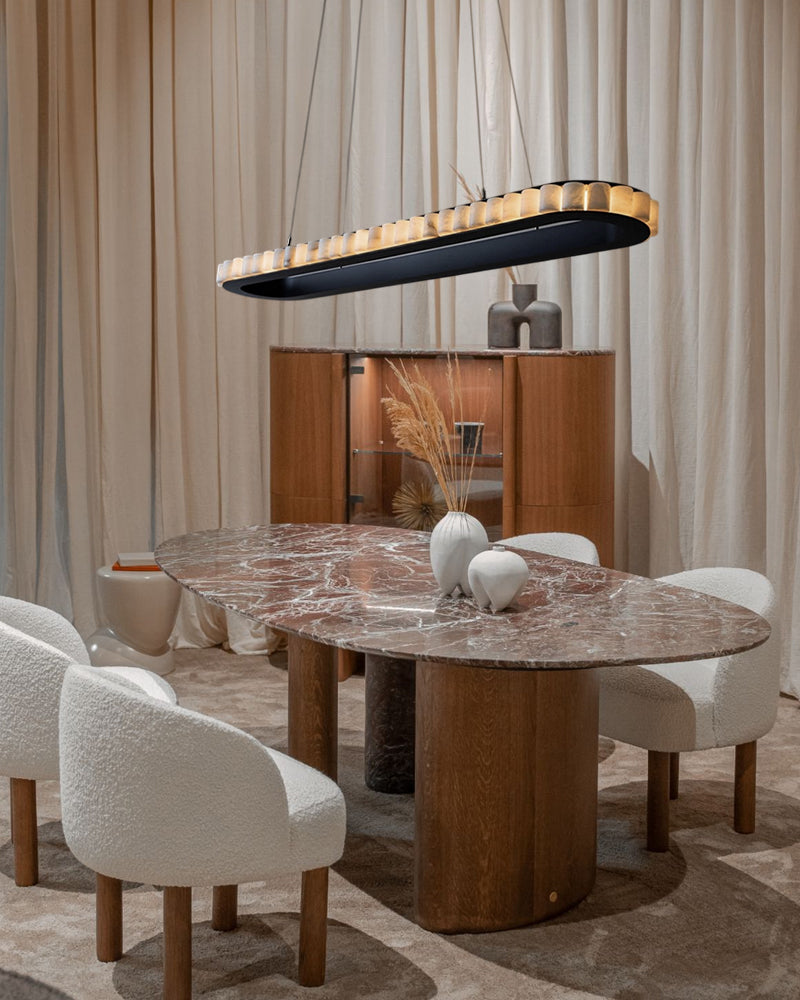 Ring Alabaster Oval Chandelier for Kitchen Island