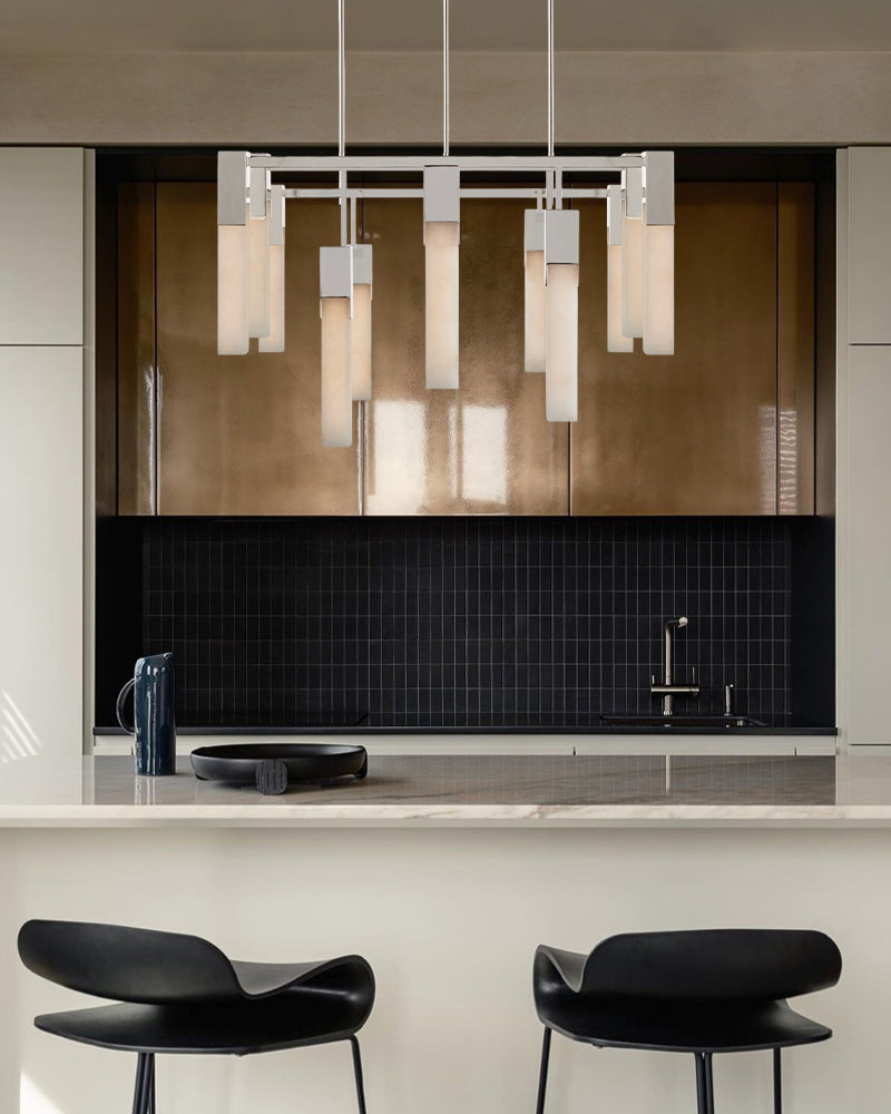 8 Lights Organic Elegance Linear Convet Alabaster Chandelier