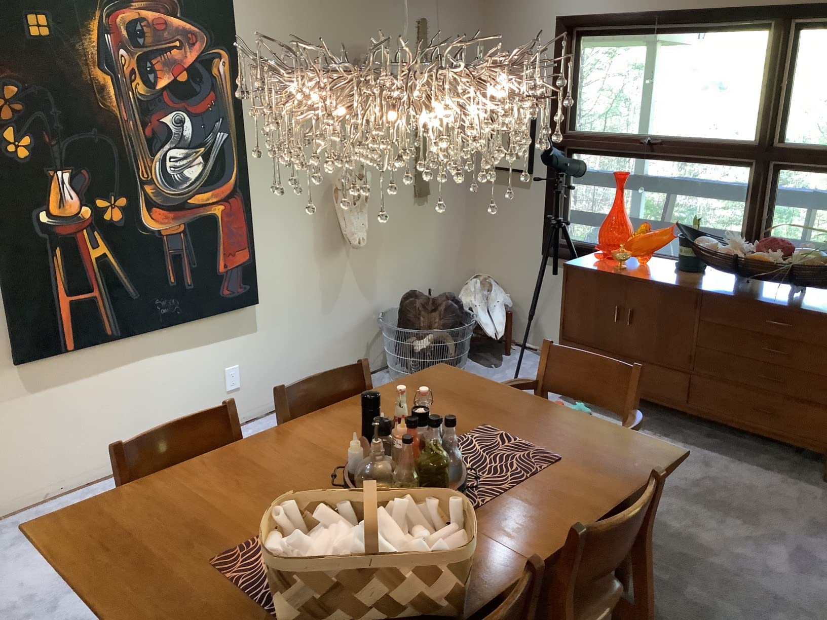 Stunning Tree Branch Crystal Chandelier with Clear Teardrop-shaped for Living/Dining Room