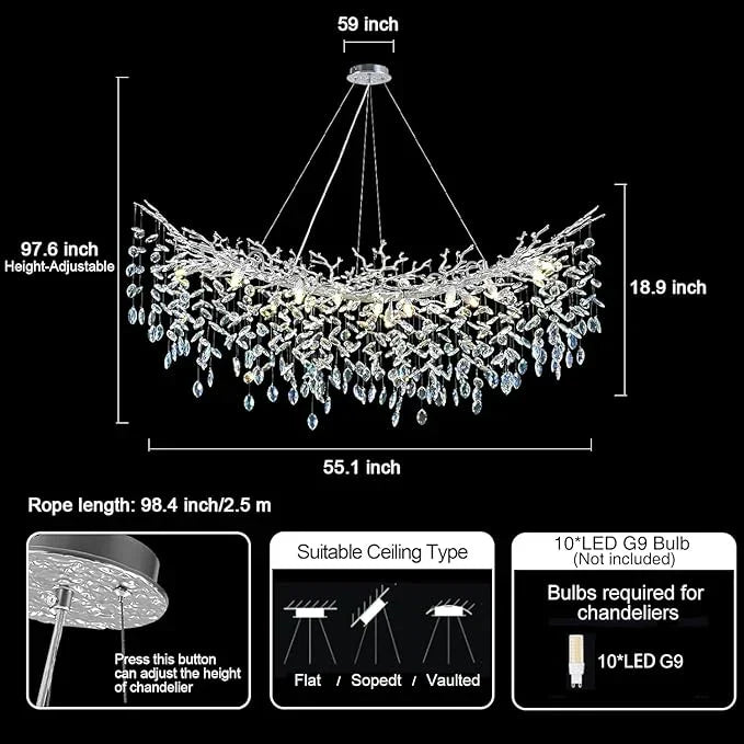 Solara Rectangular Tree Branch Chandelier 55