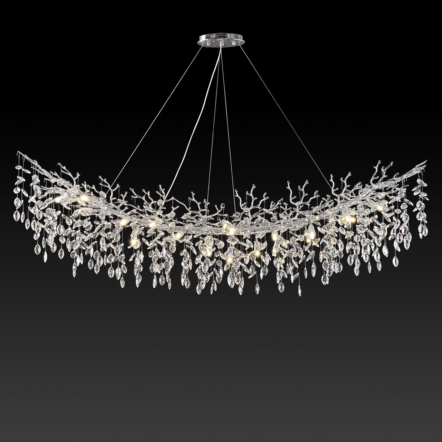 Modern Silver Crystal Glass Tree Branchs Chandelier 55