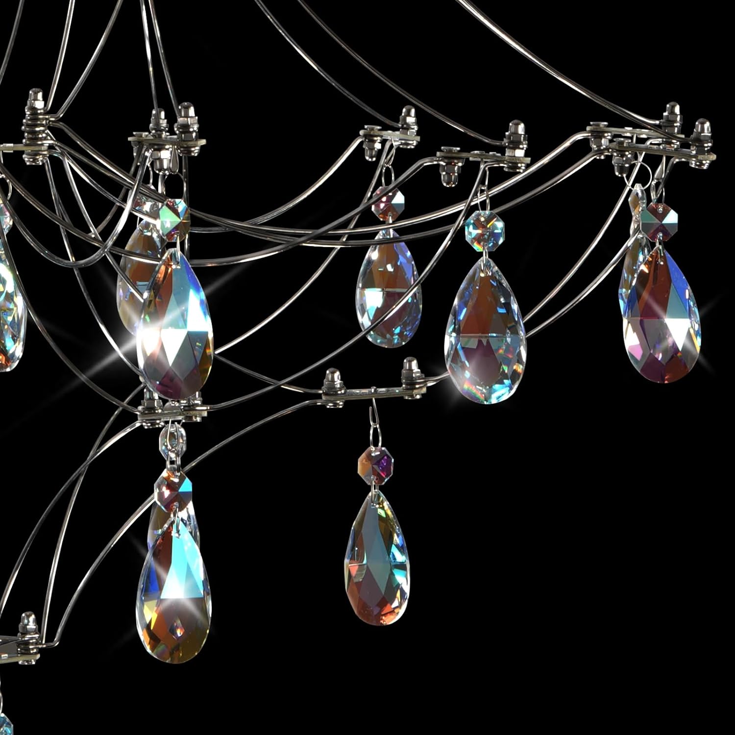 Silver Crystal Round Chandelier 23.6