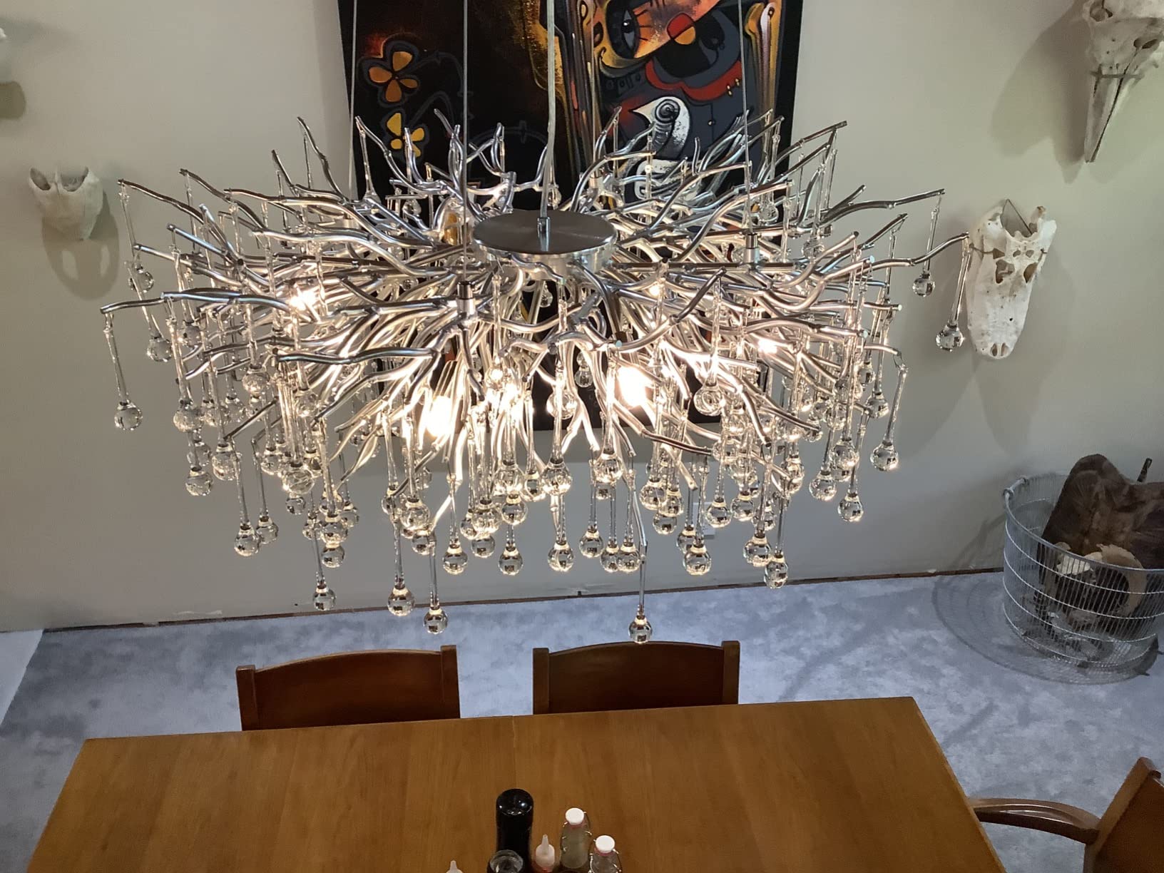 Stunning Tree Branch Crystal Chandelier with Clear Teardrop-shaped for Living/Dining Room