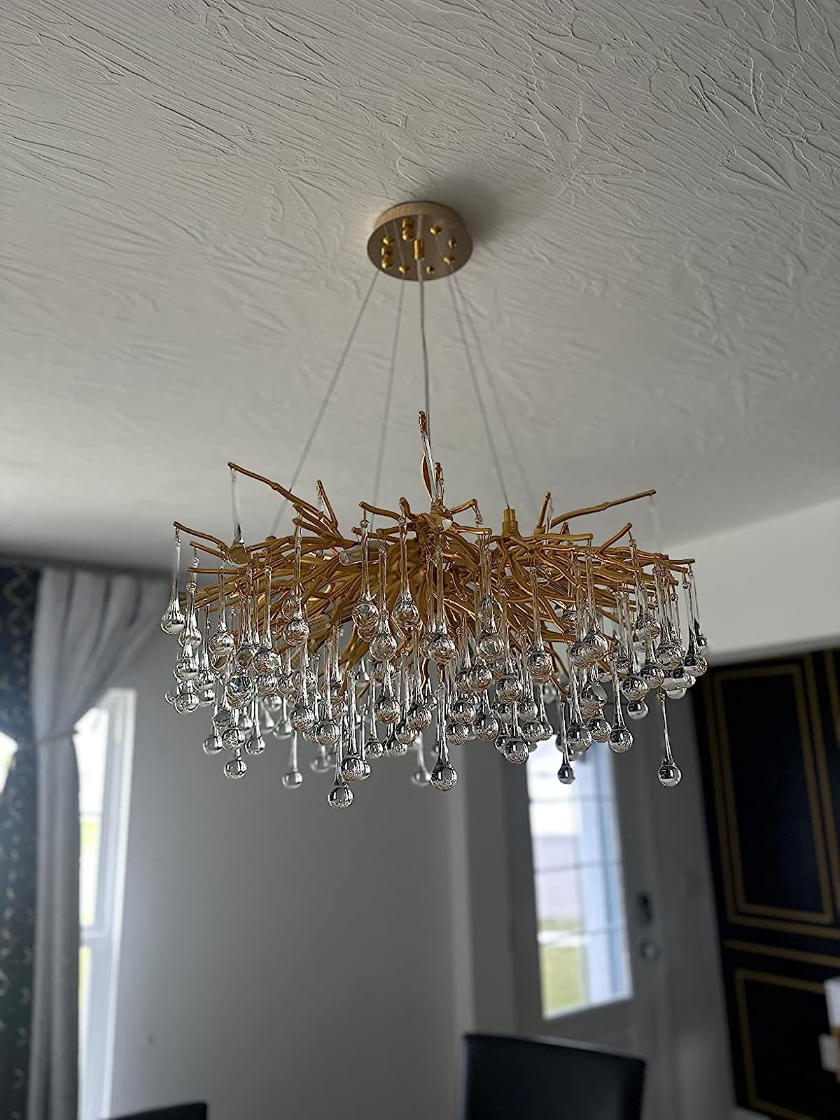 Stunning Tree Branch Crystal Chandelier with Clear Teardrop-shaped for Living/Dining Room