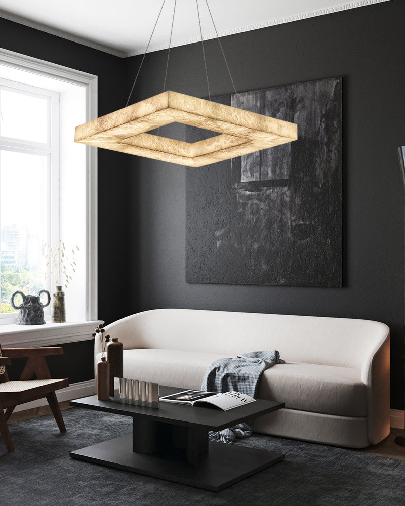 Square/Rectangle Large Alabaster Chandelier, 20