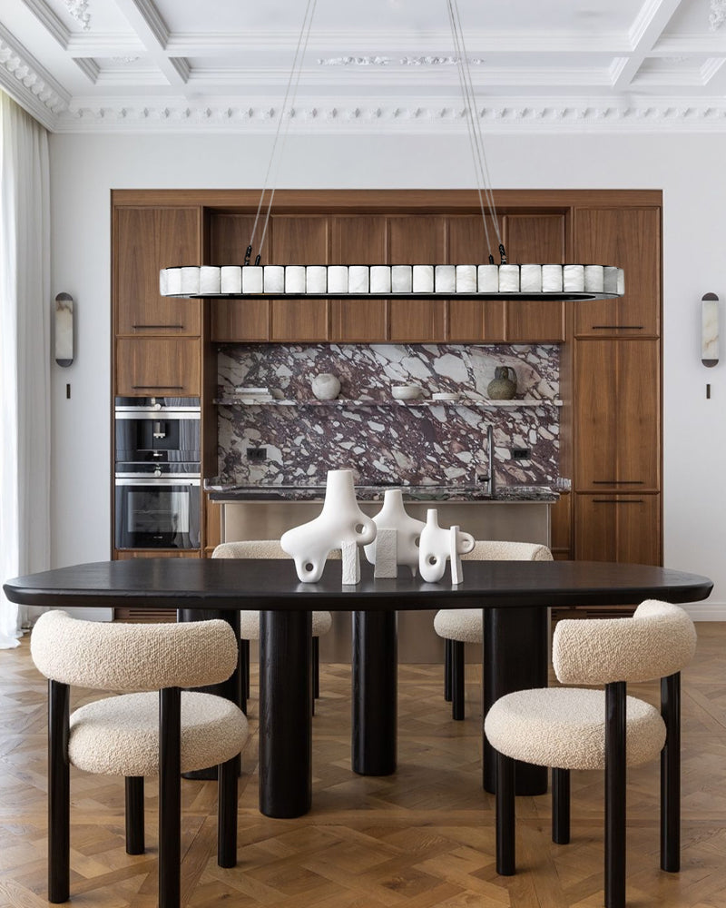 Ring Alabaster Oval Chandelier for Kitchen Island