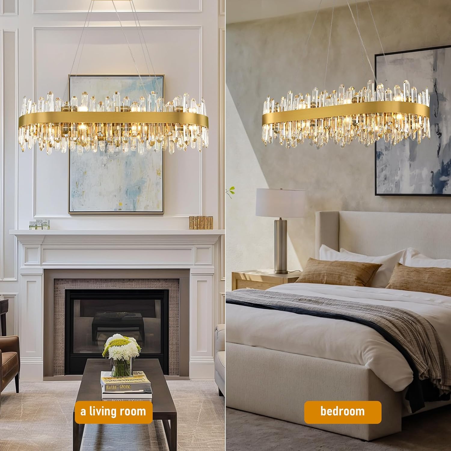 MDEGLYO Modern Crystal Linear Chandelier