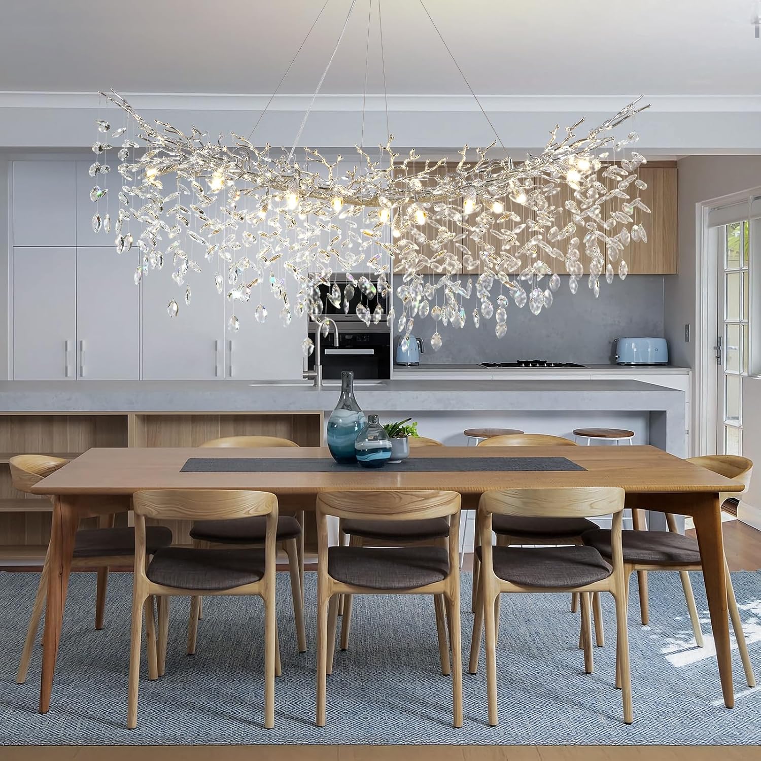 Modern Silver Crystal Glass Tree Branchs Chandelier 55