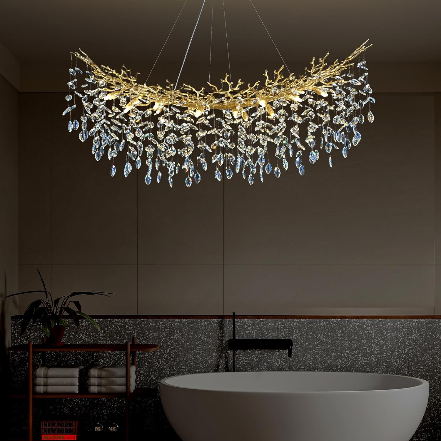 Modern Silver Crystal Glass Tree Branchs Chandelier 55