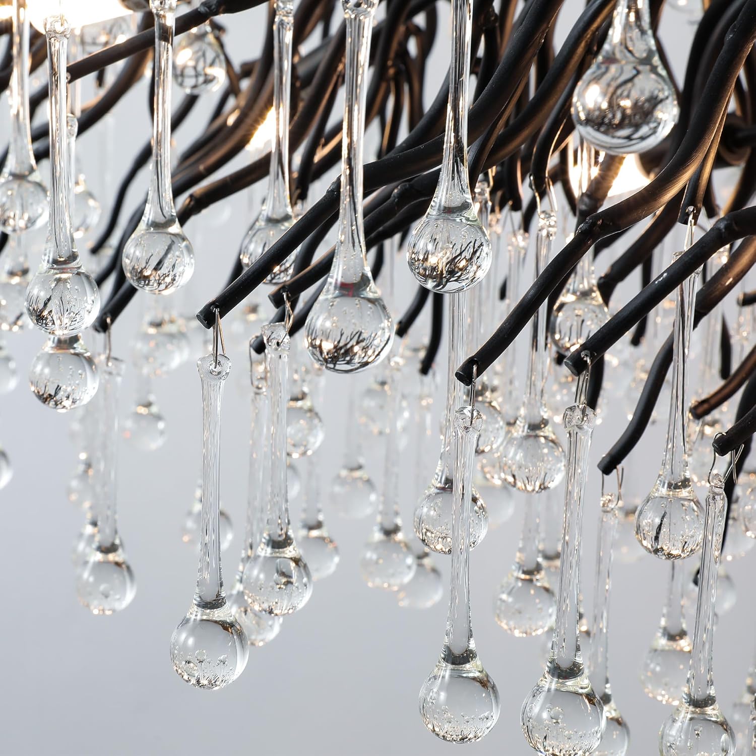 63" Black 15-Light Modern Crystal Tree Branch Chandelier