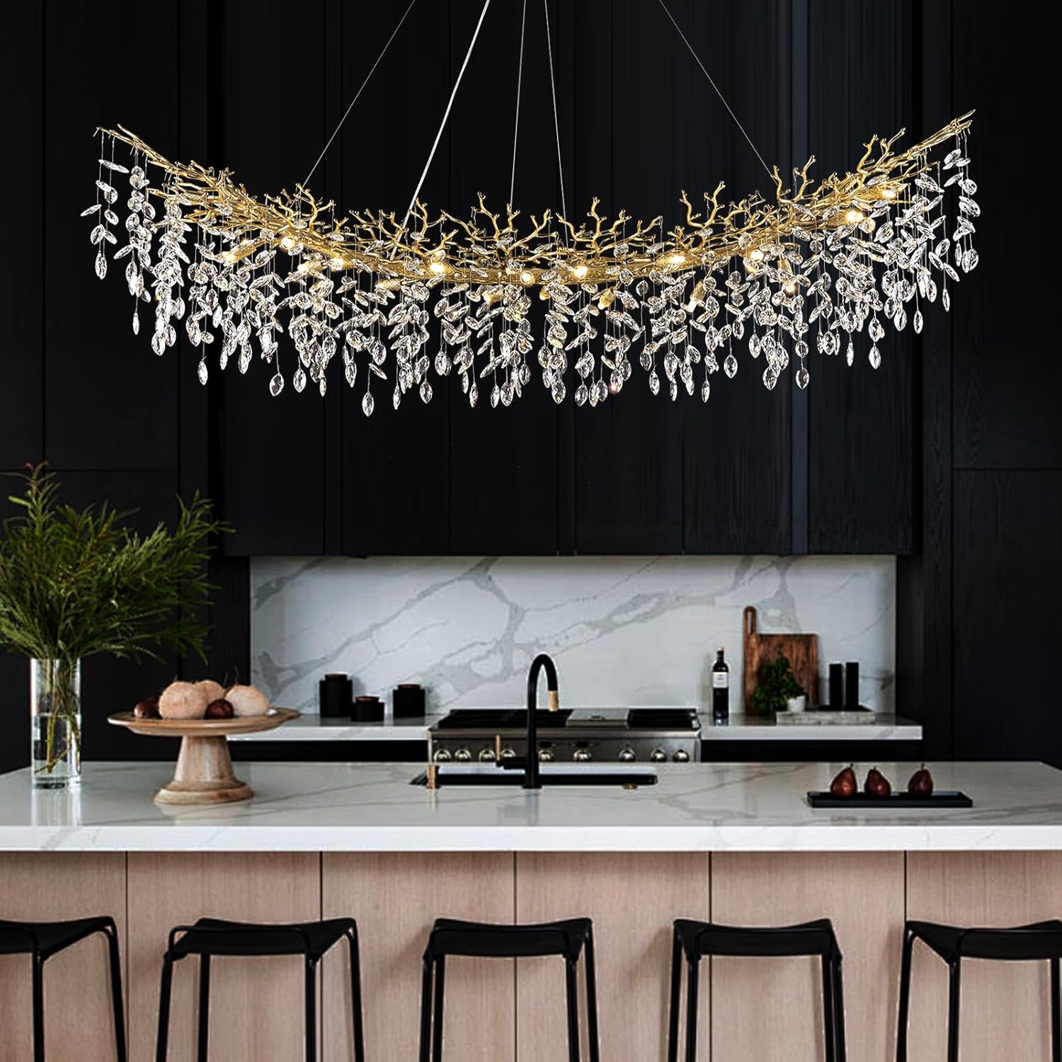Modern Silver Crystal Glass Tree Branchs Chandelier 55
