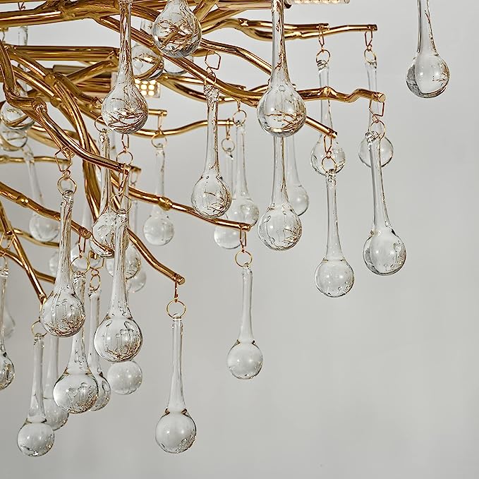 Stunning Tree Branch Crystal Chandelier with Clear Teardrop-shaped for Living/Dining Room