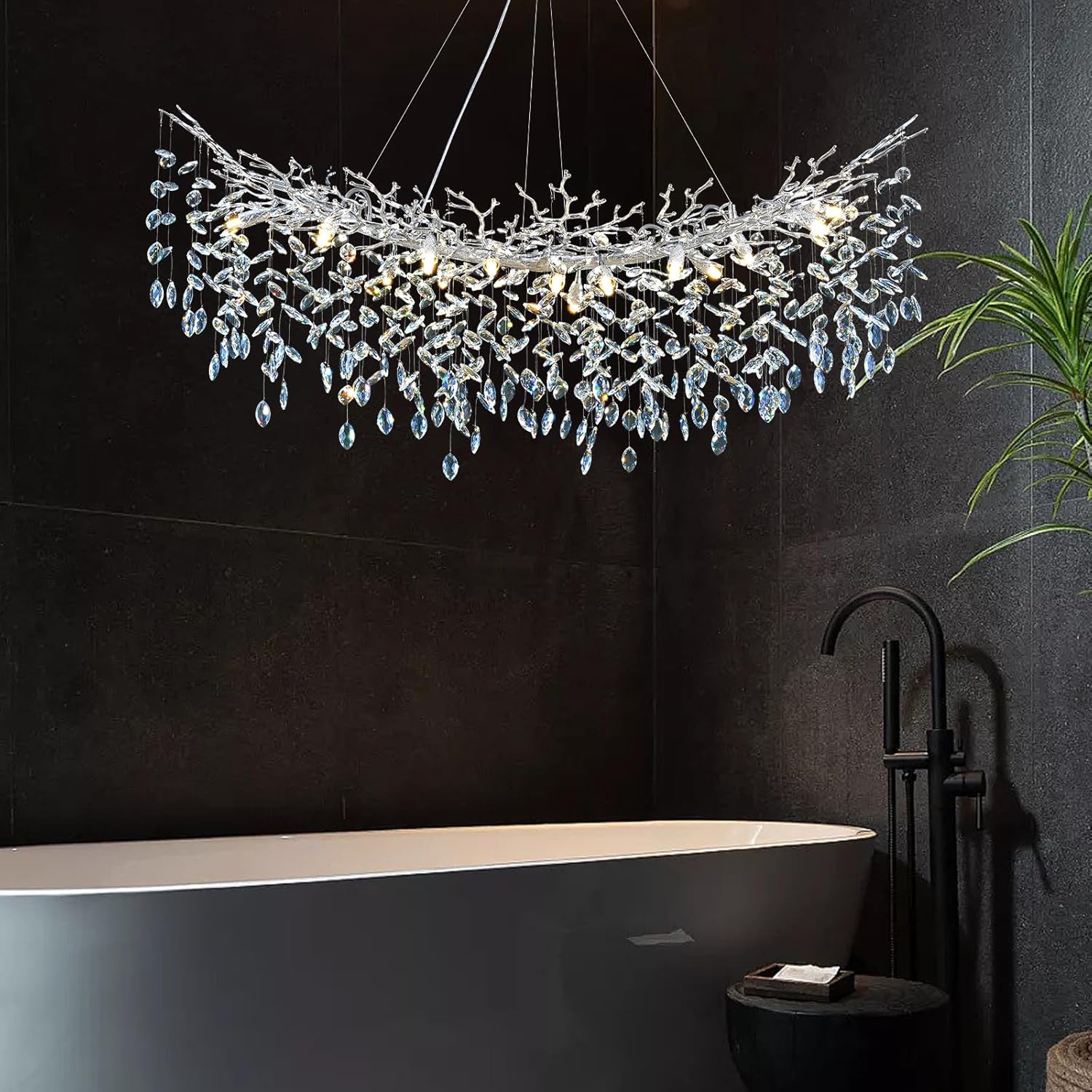 Modern Silver Crystal Glass Tree Branchs Chandelier 55