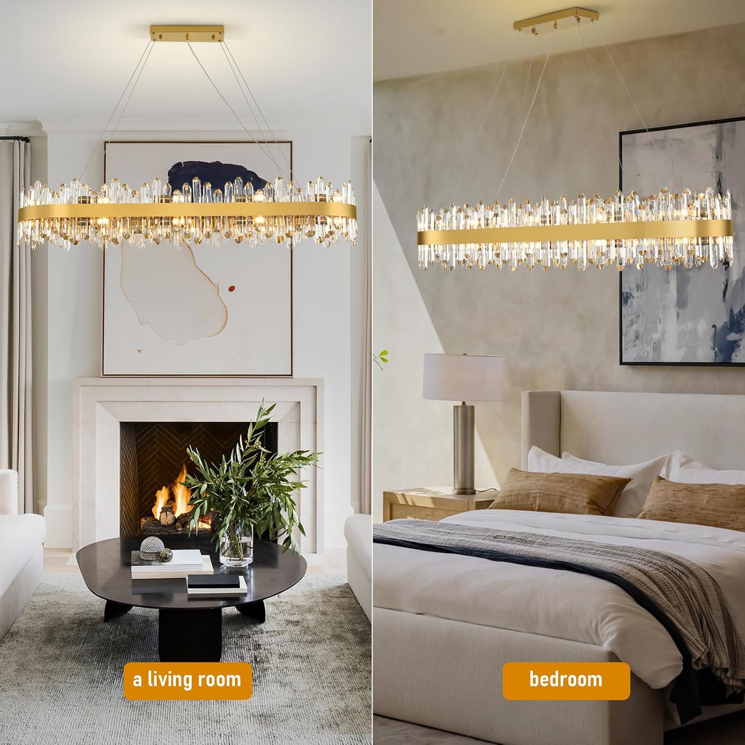 MDEGLYO Modern Crystal Linear Chandelier