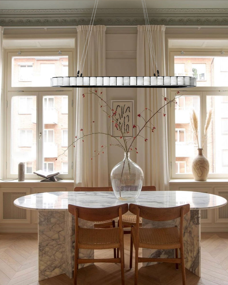 Ring Alabaster Oval Chandelier for Kitchen Island