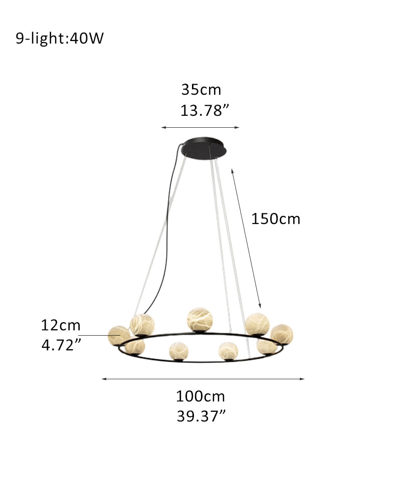 Single/Triple Spiral black ring cluster alabaster 6/9/12/27 balls chandelier