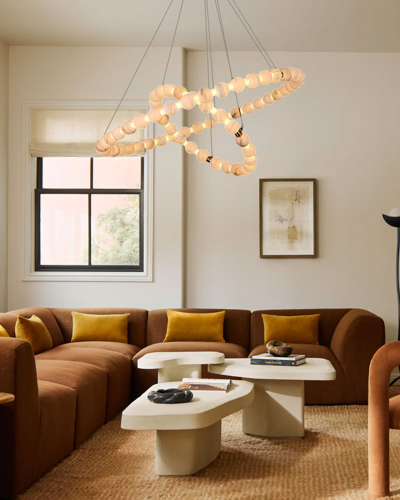 Modern Pearl Alabaster Necklace Circle Triple Chandelier with Dia 60+80+100cm