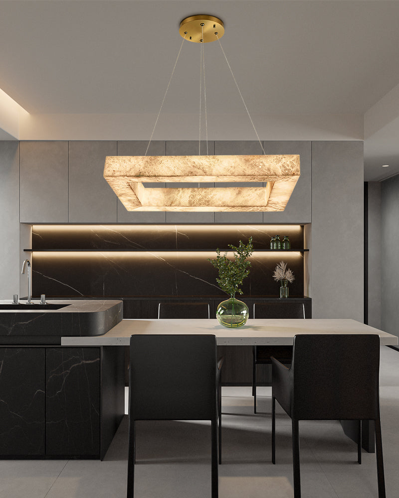 Square/Rectangle Large Alabaster Chandelier, 20