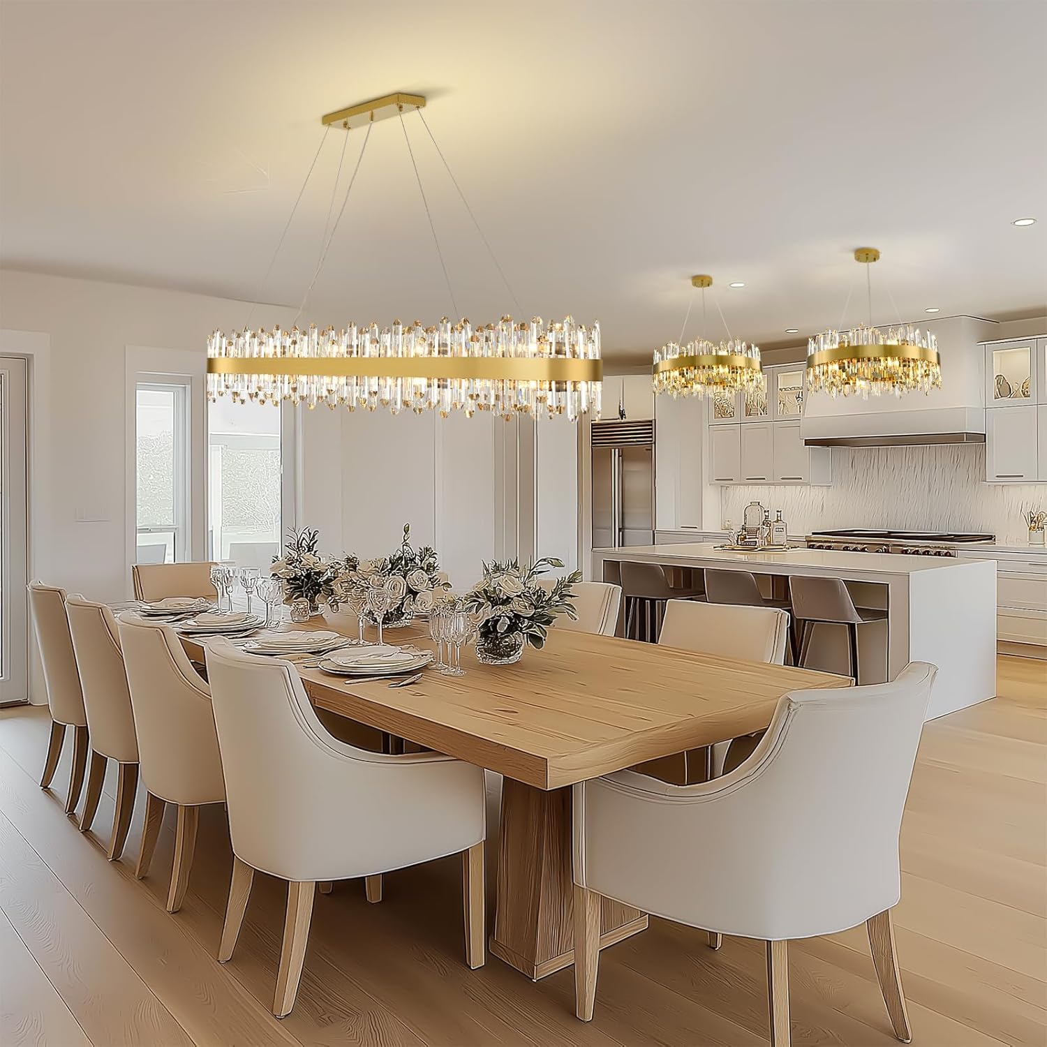 MDEGLYO Modern Crystal Linear Chandelier