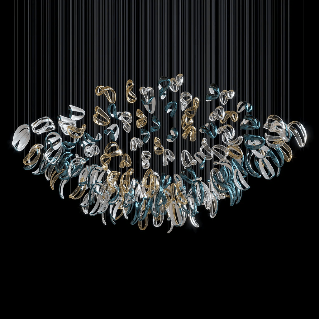 Aqua Ripple Glass Art Customize Chandelier