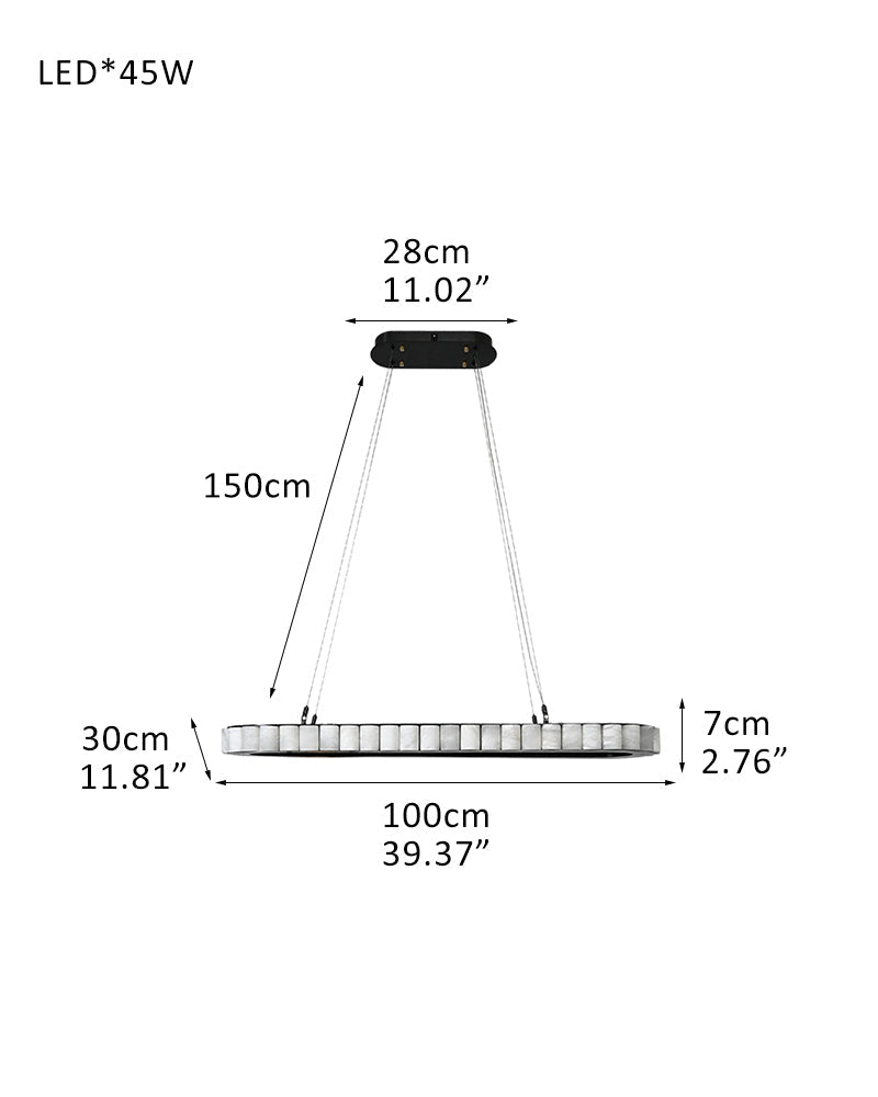 Ring Alabaster Oval Chandelier for Kitchen Island