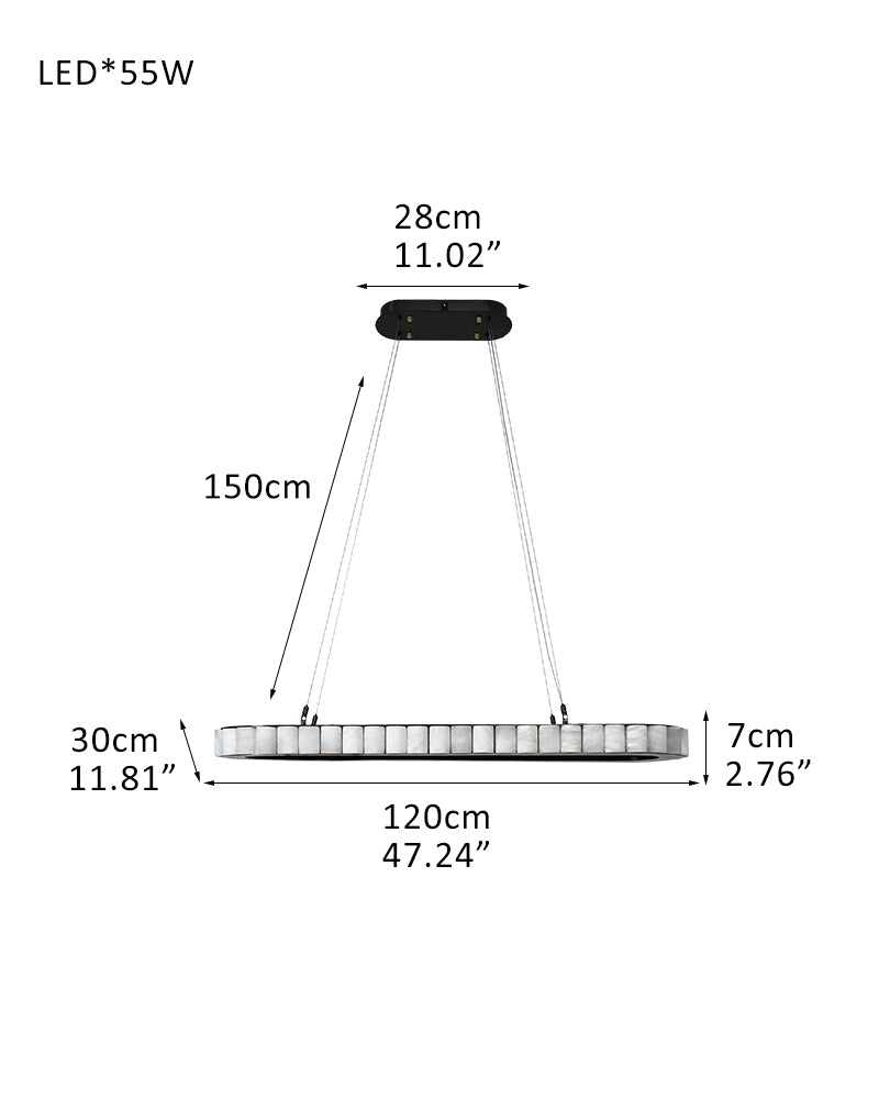 Ring Alabaster Oval Chandelier for Kitchen Island