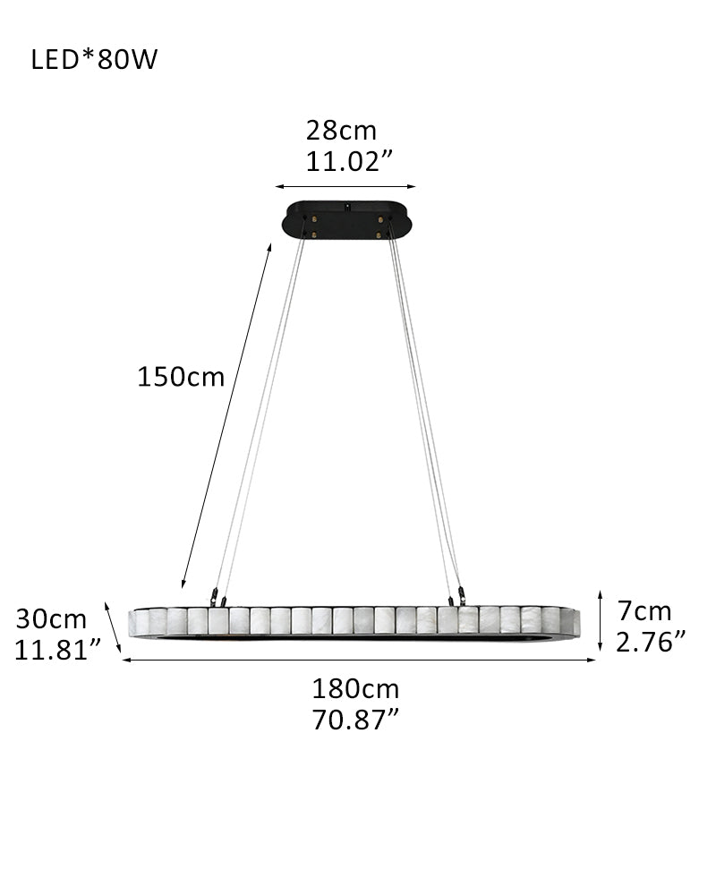 Ring Alabaster Oval Chandelier for Kitchen Island