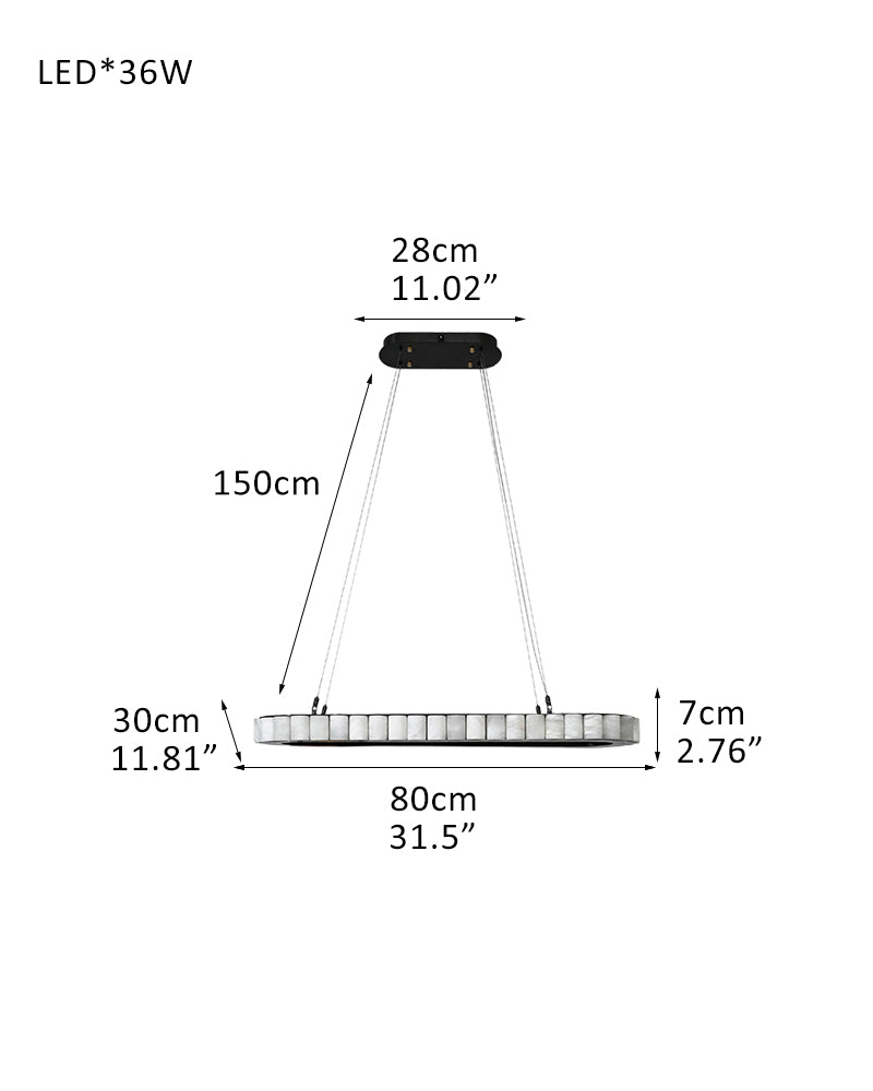 Ring Alabaster Oval Chandelier for Kitchen Island