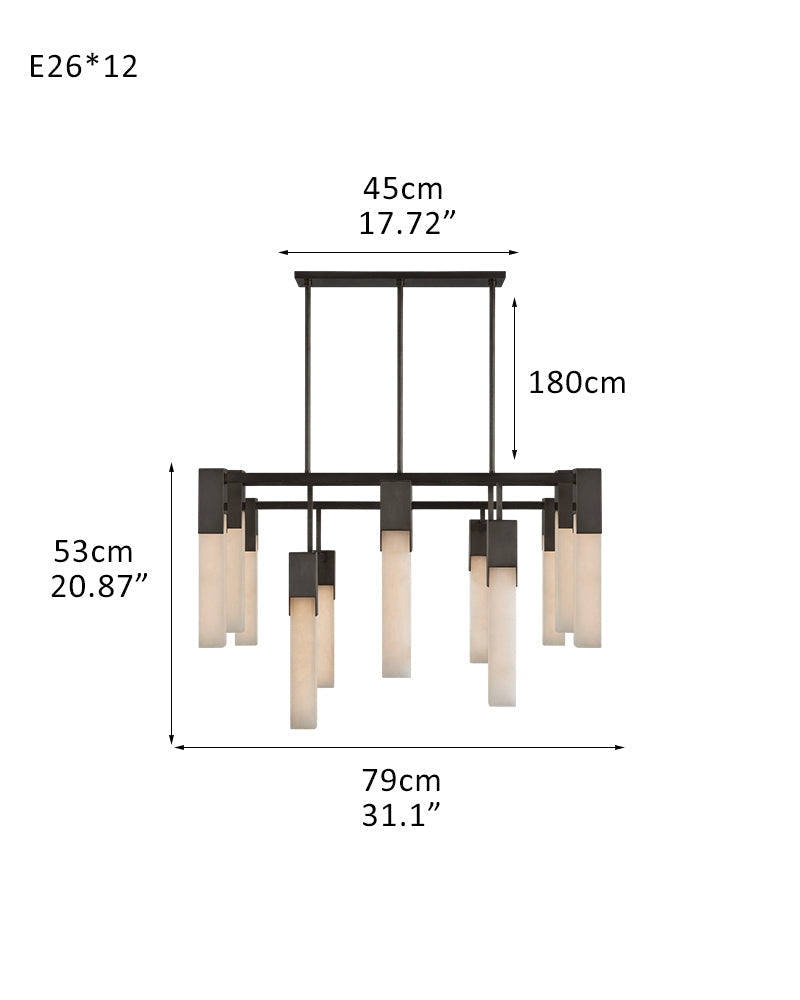 8 Lights Organic Elegance Linear Convet Alabaster Chandelier