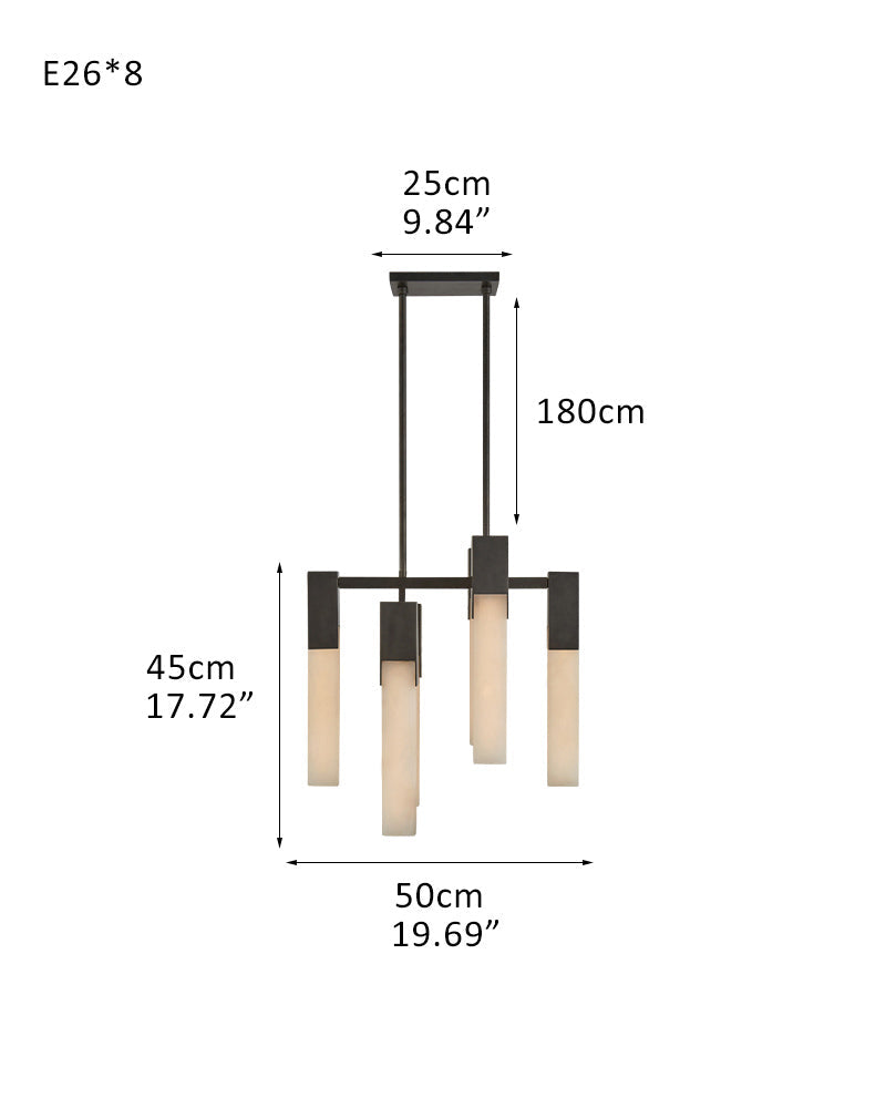 8 Lights Organic Elegance Linear Convet Alabaster Chandelier