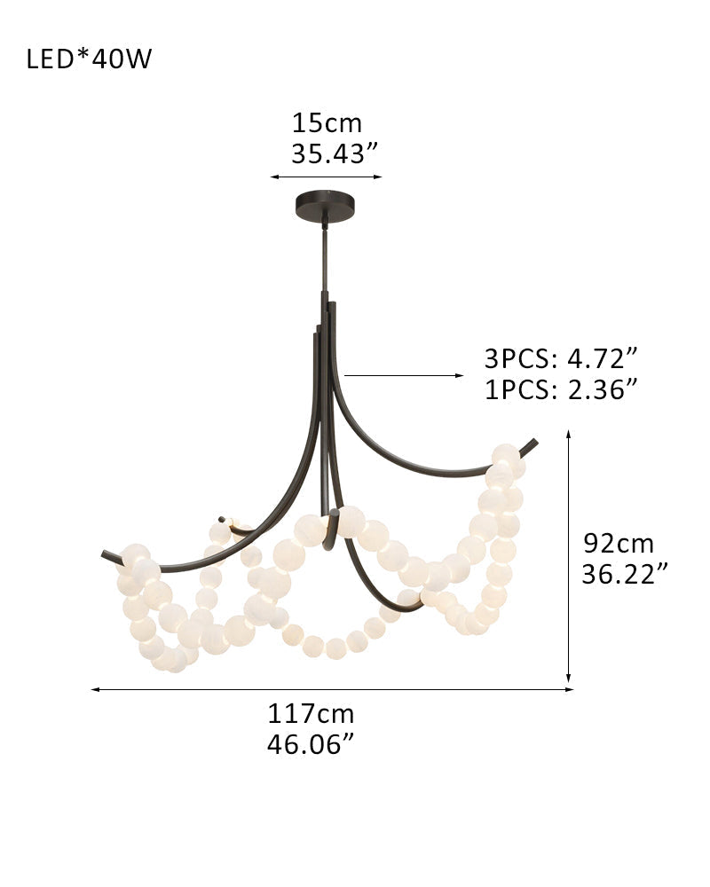 Cluster String Alabaster Beads Semi Flush Chandelier