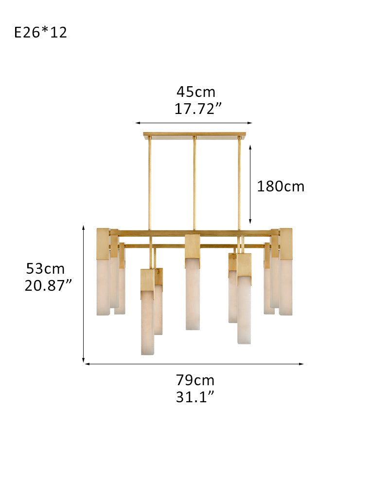 8 Lights Organic Elegance Linear Convet Alabaster Chandelier