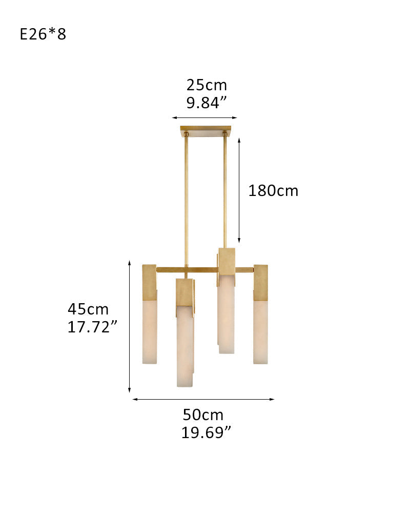 8 Lights Organic Elegance Linear Convet Alabaster Chandelier