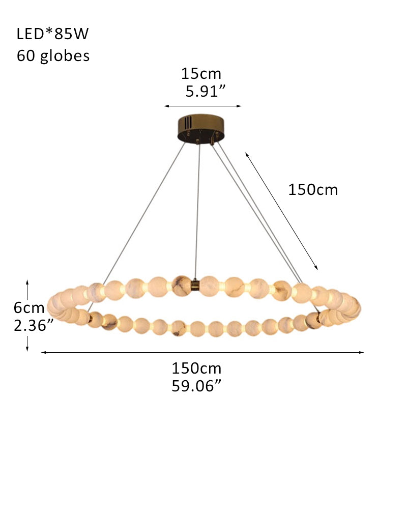 Modern Pearl Alabaster Necklace Circle Triple Chandelier with Dia 60+80+100cm