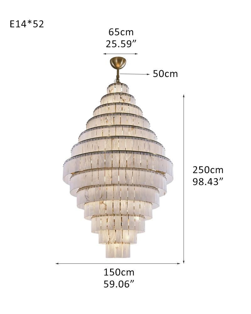 Stairwell Luxury Modern LED High Ceiling Large Alabaster Chandelier