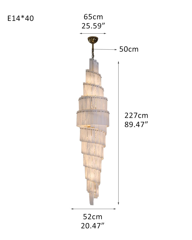 Stairwell Luxury Modern LED High Ceiling Large Alabaster Chandelier