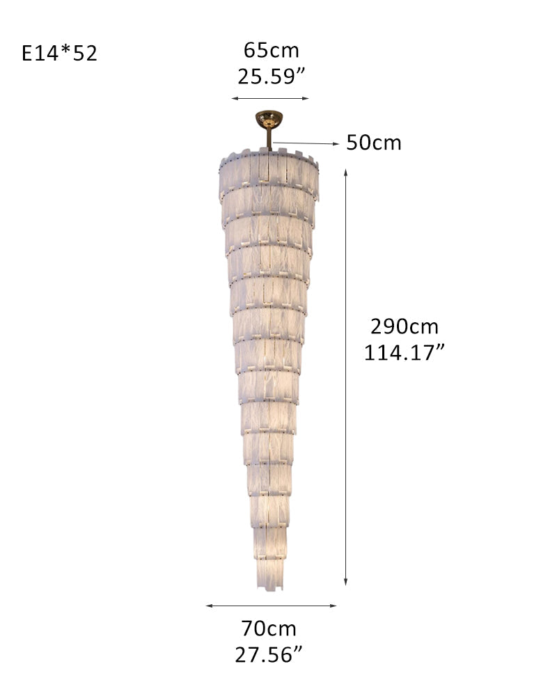 Stairwell Luxury Modern LED High Ceiling Large Alabaster Chandelier