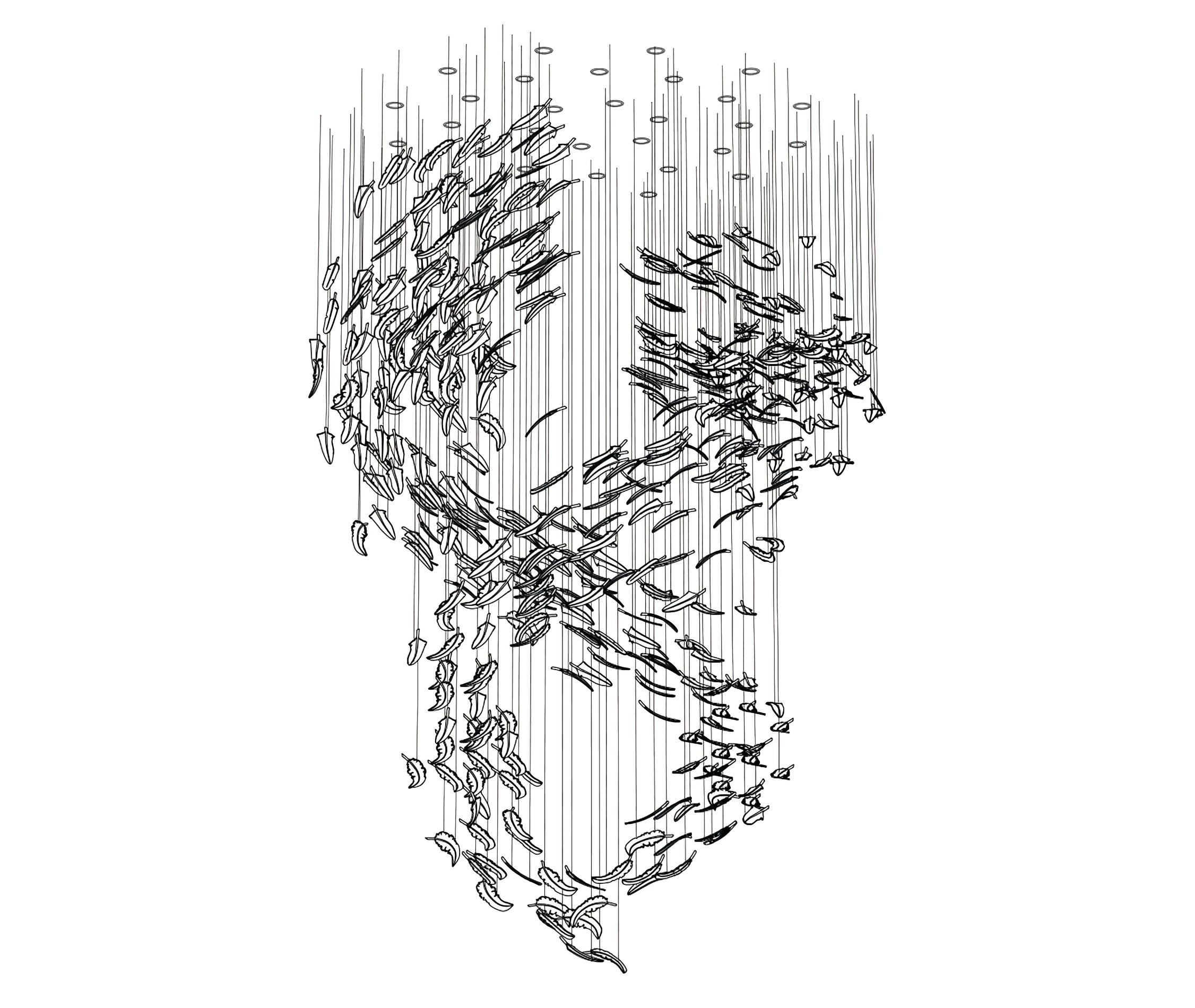 Glass Feathers Chandelier