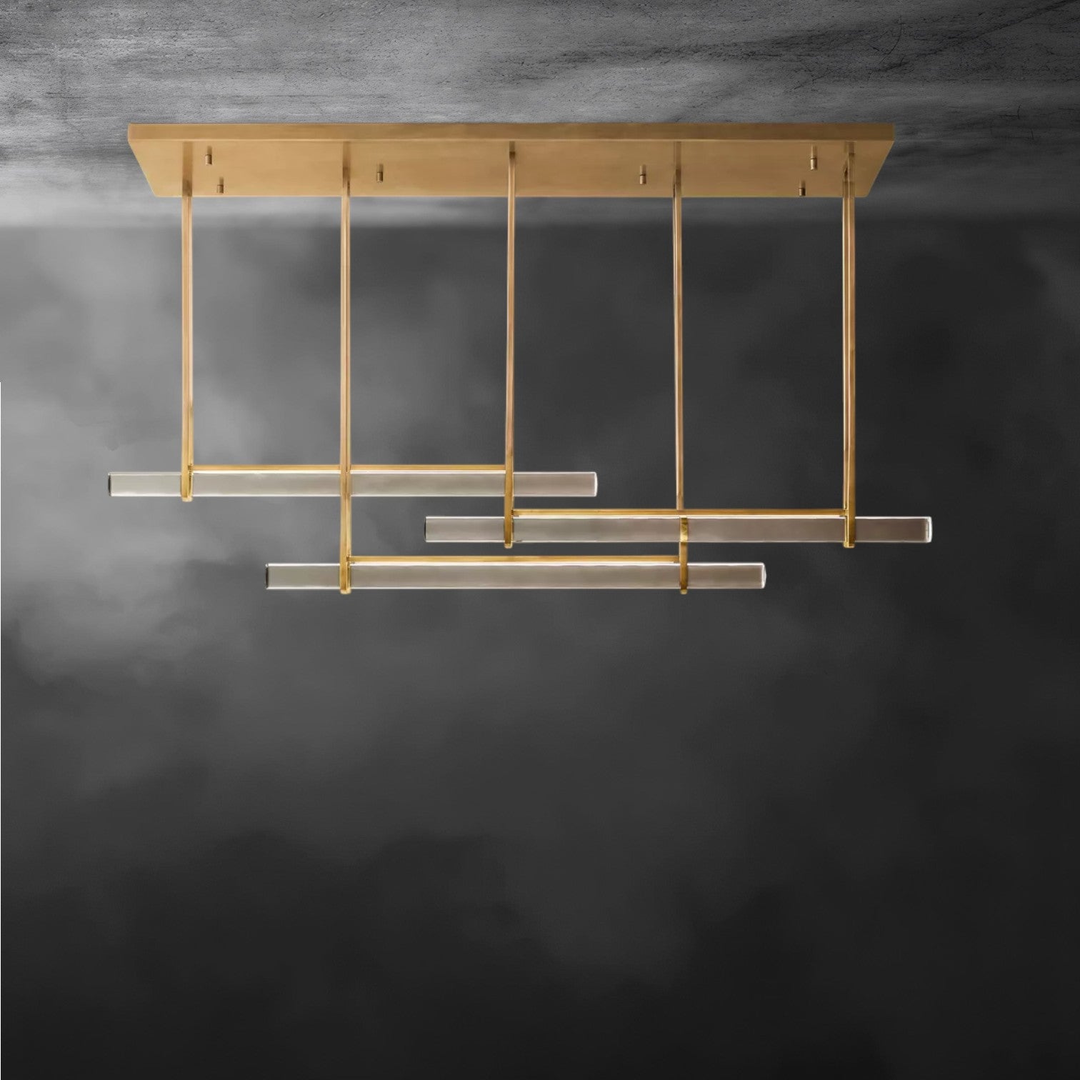 Audubon Crystal Triple Bar Linear Chandelier 60