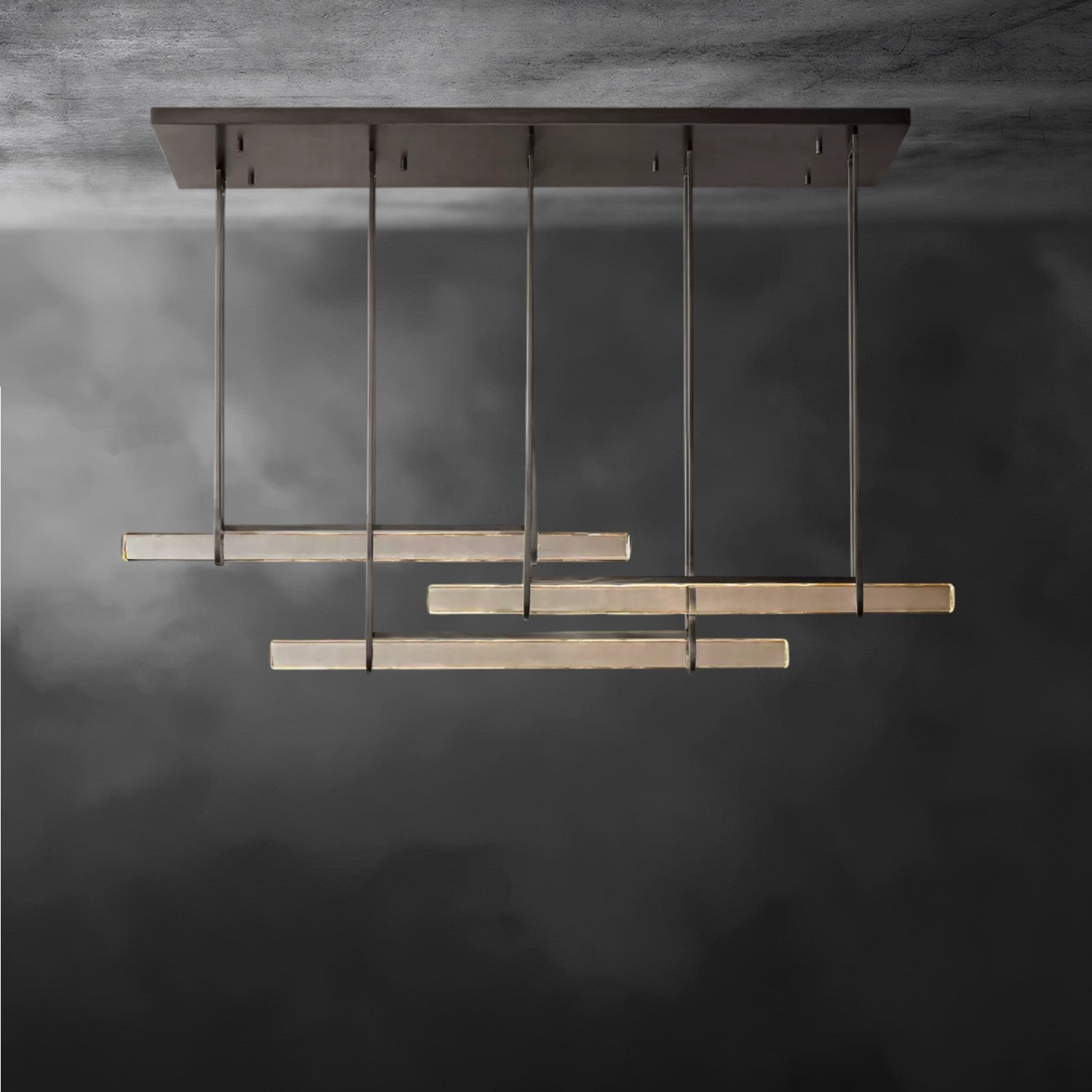 Audubon Crystal Triple Bar Linear Chandelier 60