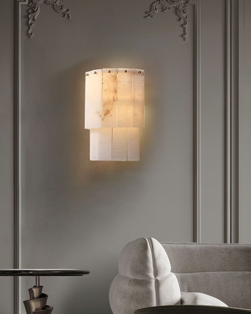 Modern White Alabaster Shade Multi-Layer Rectangle Chandelier