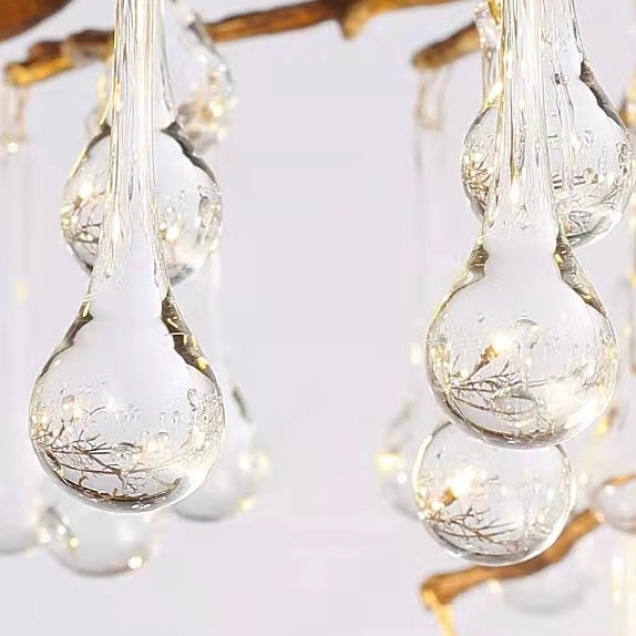 Stunning Tree Branch Crystal Chandelier with Clear Teardrop-shaped for Living/Dining Room
