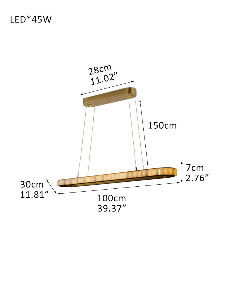 Ring Alabaster Oval Chandelier for Kitchen Island