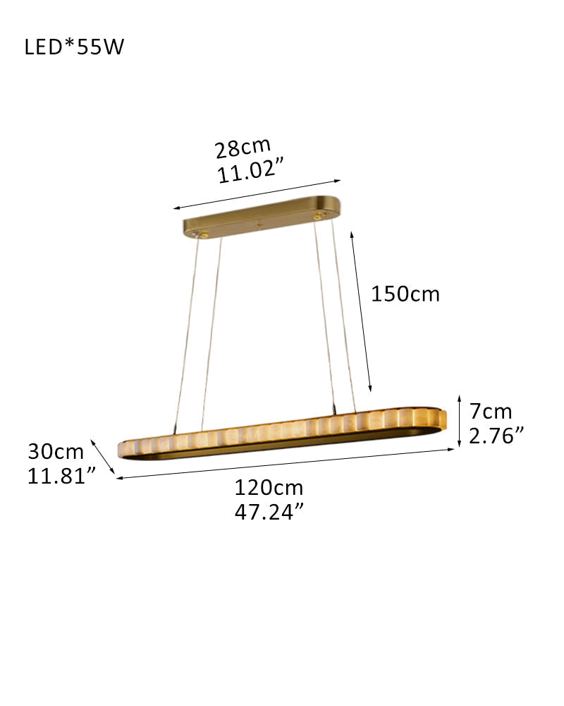 Ring Alabaster Oval Chandelier for Kitchen Island