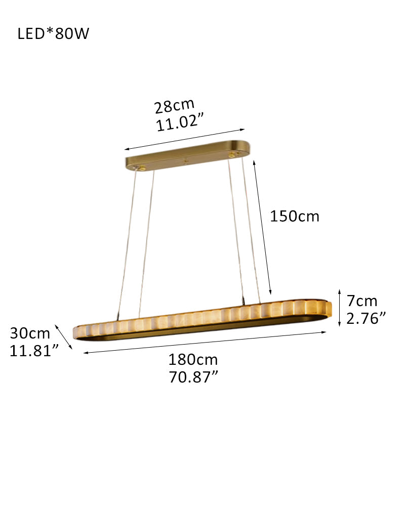 Ring Alabaster Oval Chandelier for Kitchen Island